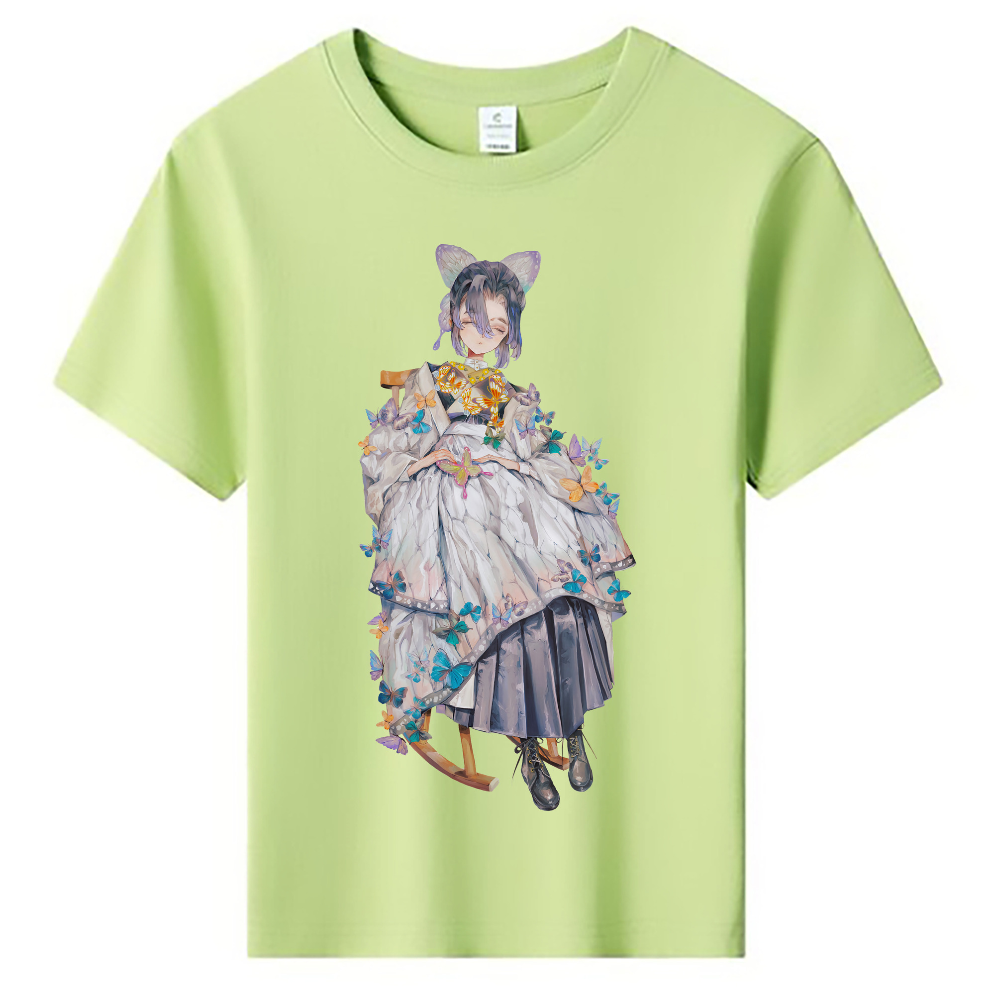 （画像用） 鬼滅の刃（きめつのやいば）蟲柱-胡蝶 しのぶ／こちょう しのぶ Kochou Shinobu 綿100％キッズTシャツ（フロントプリント）